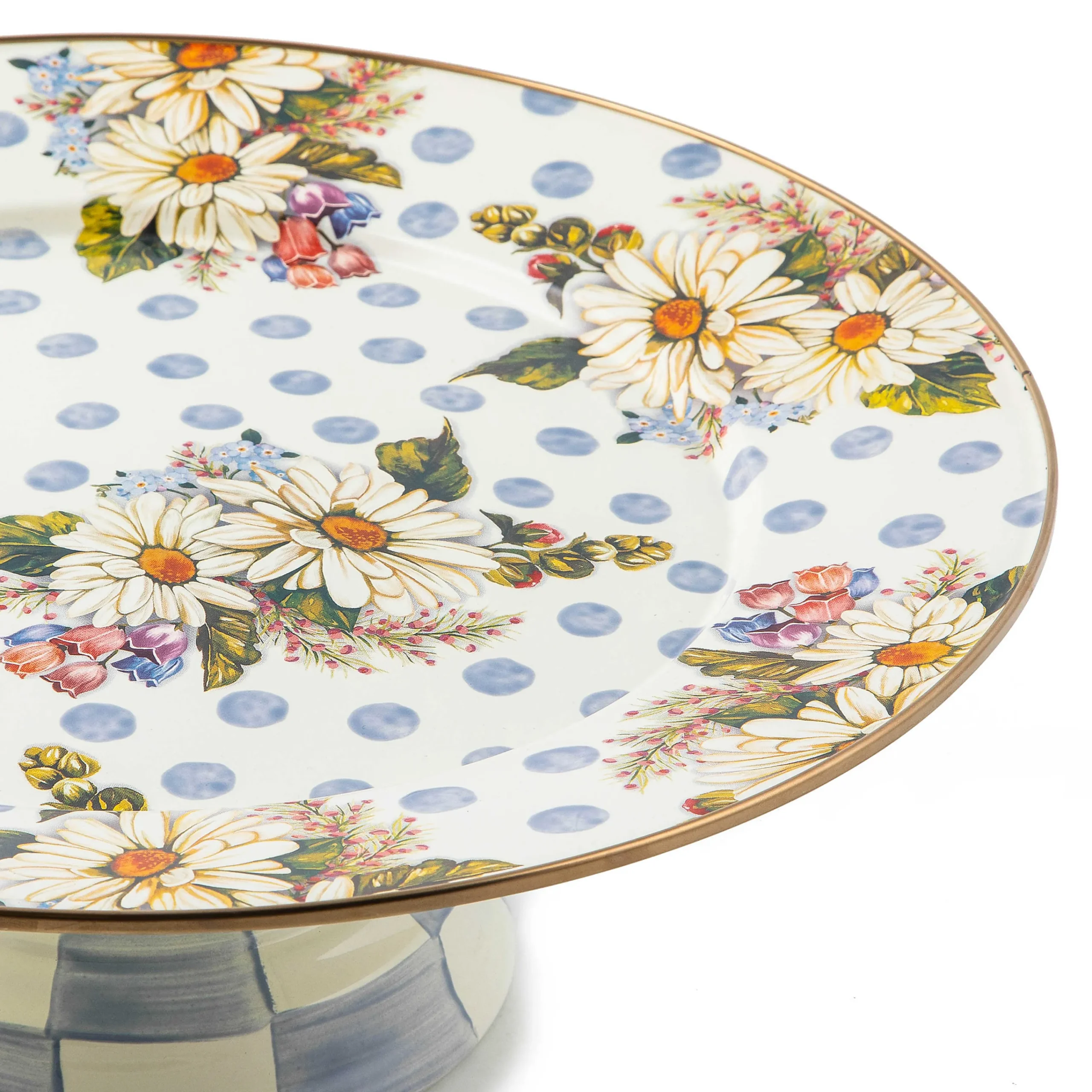 MacKenzie-Childs Wildflowers Blue Large Pedestal Platter| Serveware