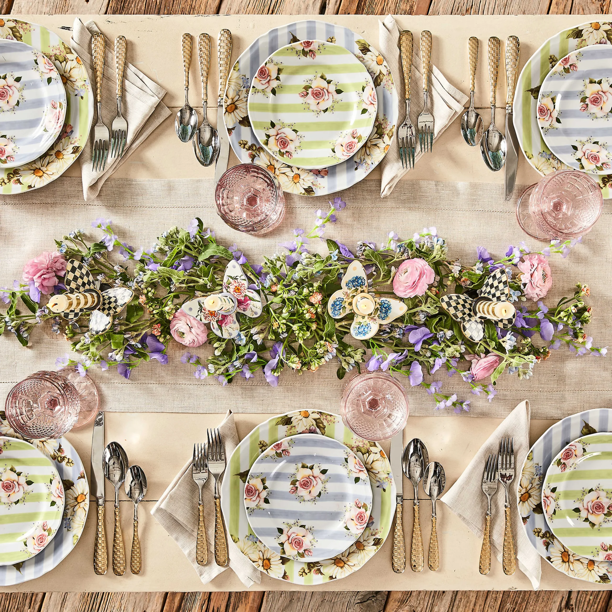 MacKenzie-Childs Wildflowers Butterfly Candle Holders, Set of 2| Spring|Candles & Fragrances