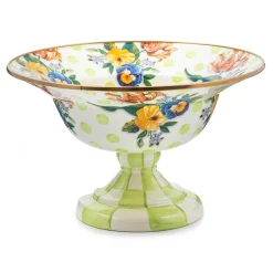 MacKenzie-Childs Wildflowers Green Large Compote| Spring|Serveware