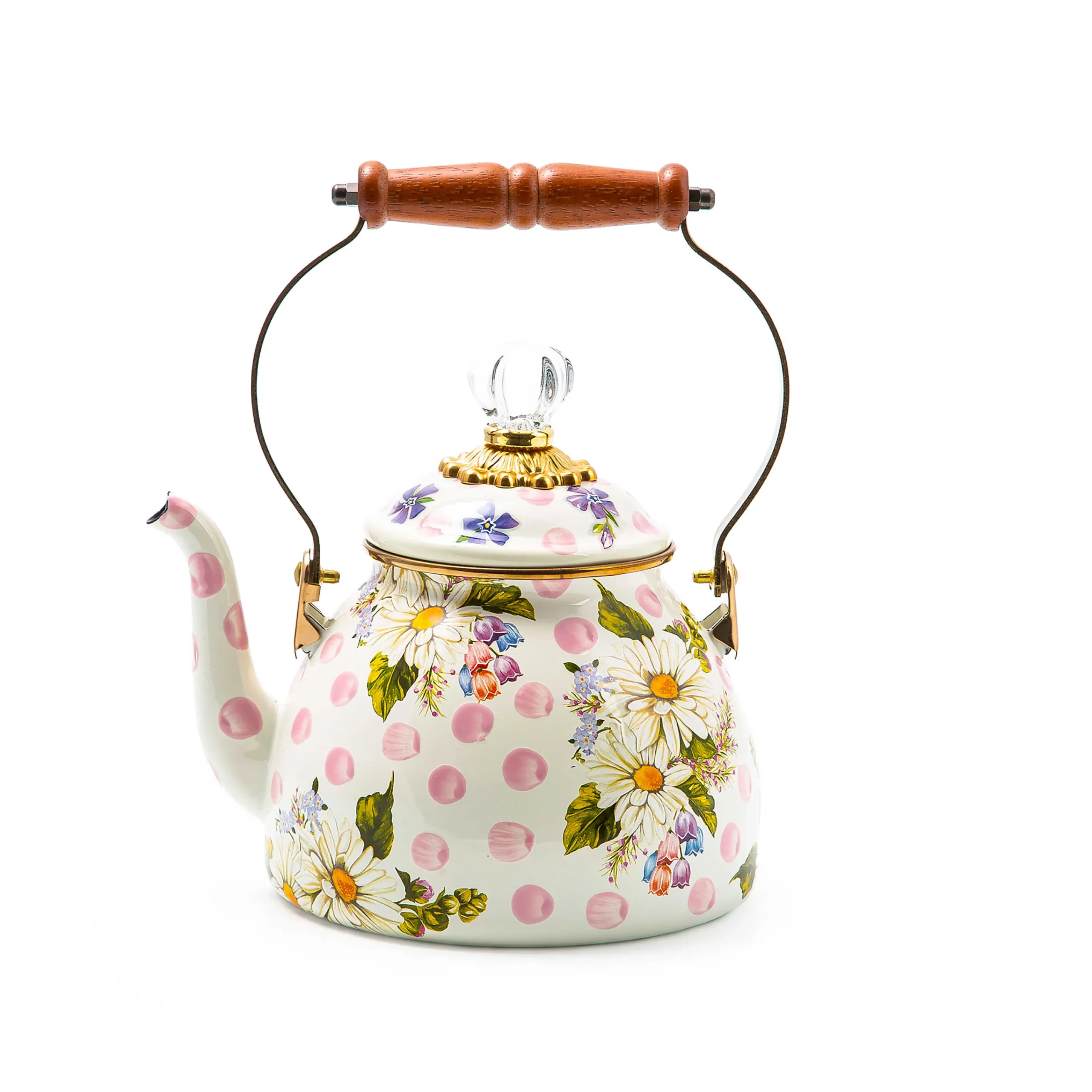 MacKenzie-Childs Wildflowers Pink 2 Quart Tea Kettle| The Coffee Shop|Serveware