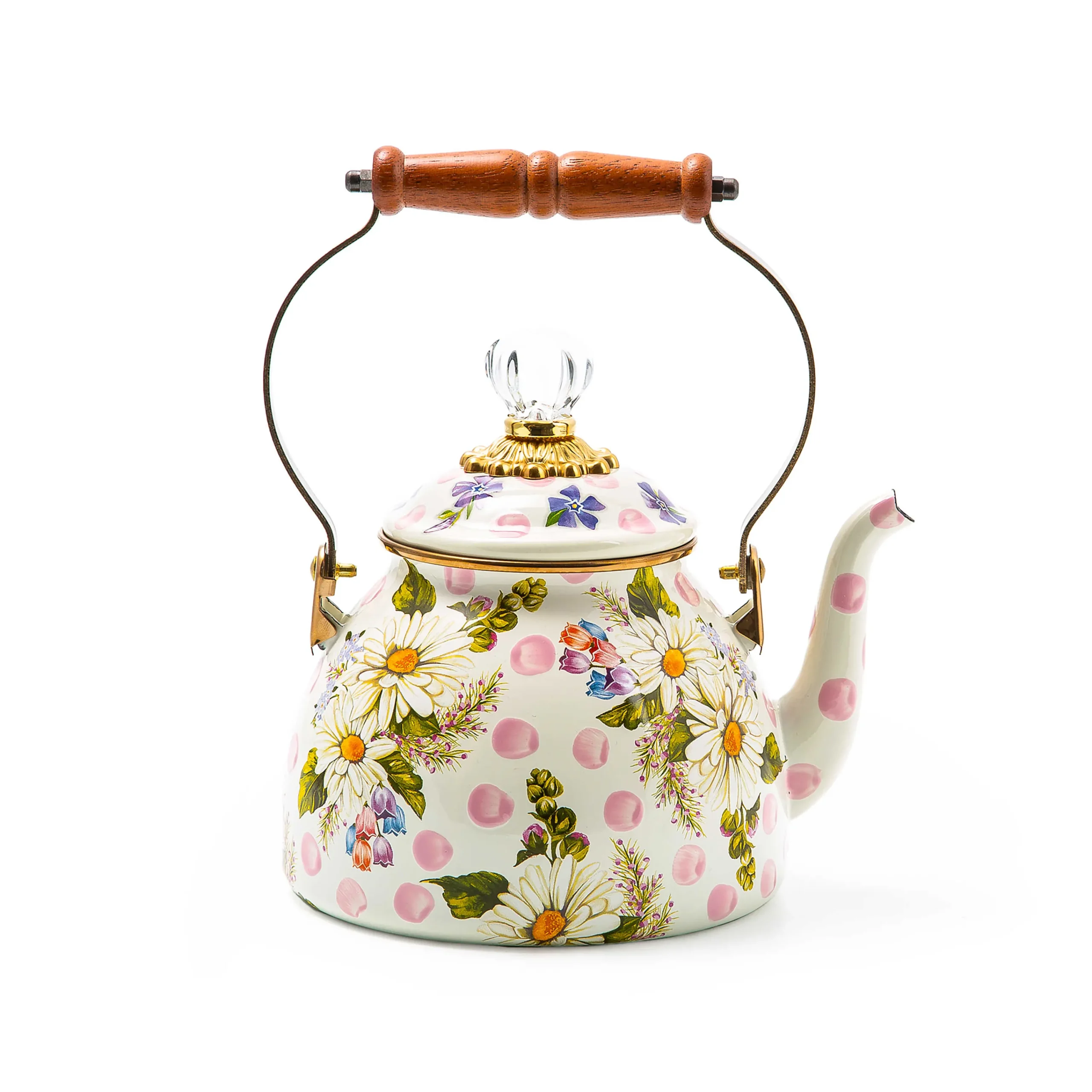 MacKenzie-Childs Wildflowers Pink 2 Quart Tea Kettle| The Coffee Shop|Serveware
