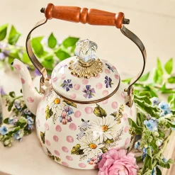 MacKenzie-Childs Wildflowers Pink 2 Quart Tea Kettle| The Coffee Shop|Serveware