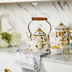 MacKenzie-Childs Wildflowers Pink 2 Quart Tea Kettle| The Coffee Shop|Serveware