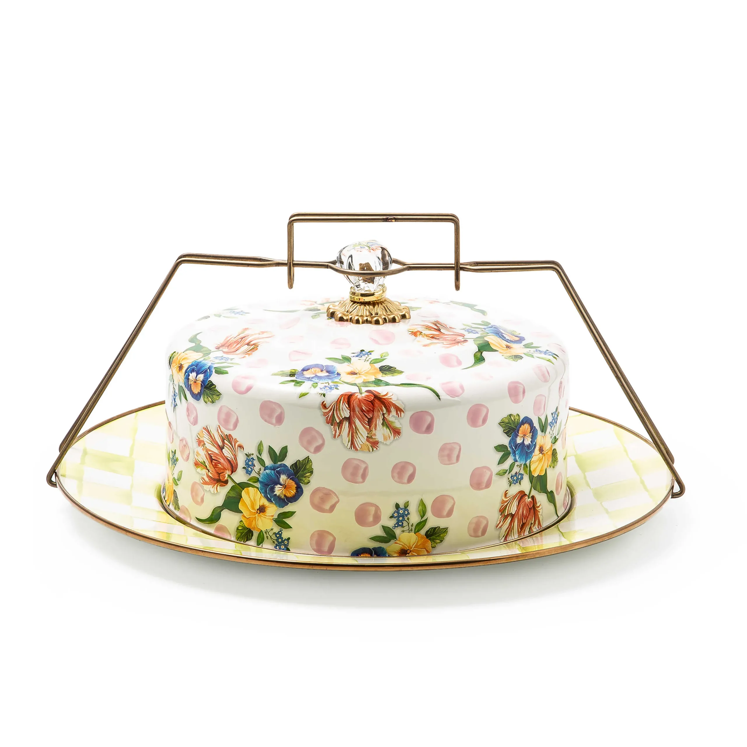 MacKenzie-Childs Wildflowers Pink Cake Carrier| Serveware