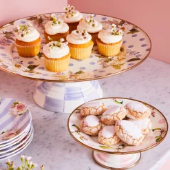 MacKenzie-Childs Wildflowers Pink Mini Pedestal Platter| Serveware
