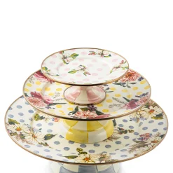 MacKenzie-Childs Wildflowers Pink Mini Pedestal Platter| Serveware