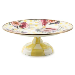 MacKenzie-Childs Wildflowers Yellow Small Pedestal Platter| Serveware