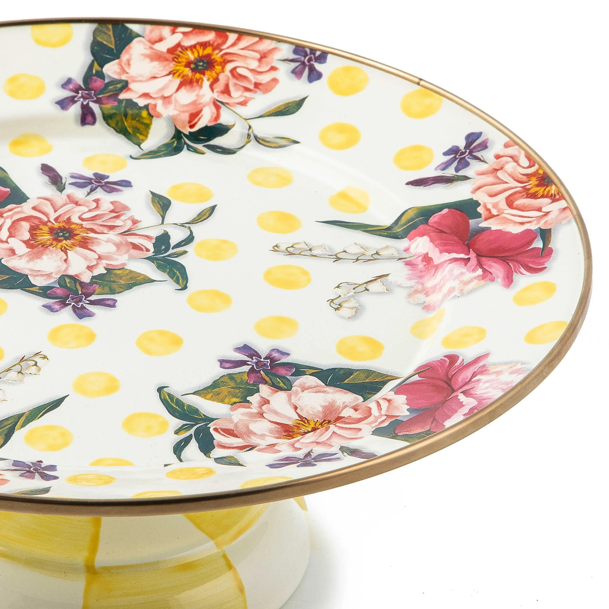 MacKenzie-Childs Wildflowers Yellow Small Pedestal Platter| Serveware