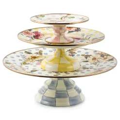 MacKenzie-Childs Wildflowers Yellow Small Pedestal Platter| Serveware