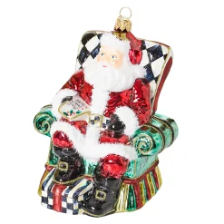 MacKenzie-Childs Wish List Santa Glass Ornament| Holiday